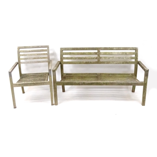 132 - Lister teak garden bench and chair