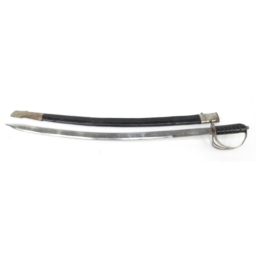 754 - Indian dress sword and scabbard, 96cm long