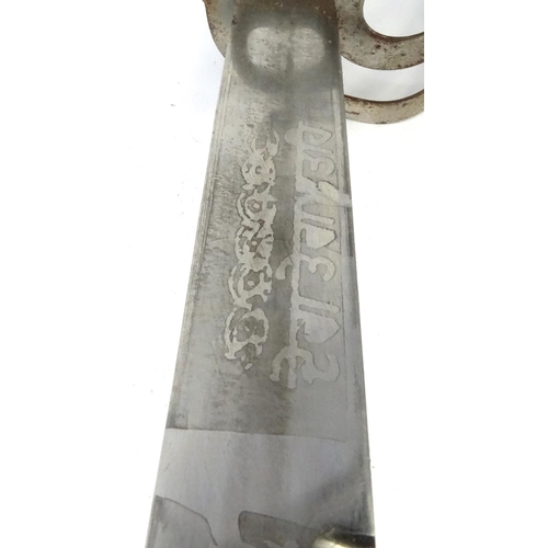 754 - Indian dress sword and scabbard, 96cm long