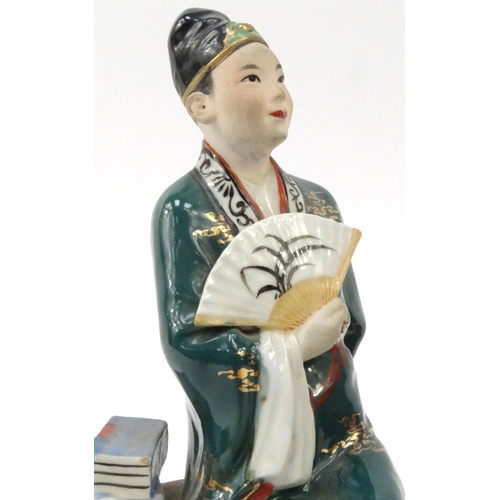 196 - Pair of oriental pottery figures, 18.5cm high