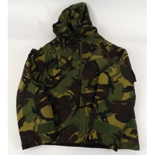 766 - Camouflage coat and trousers, waterproof vest and army style shirt