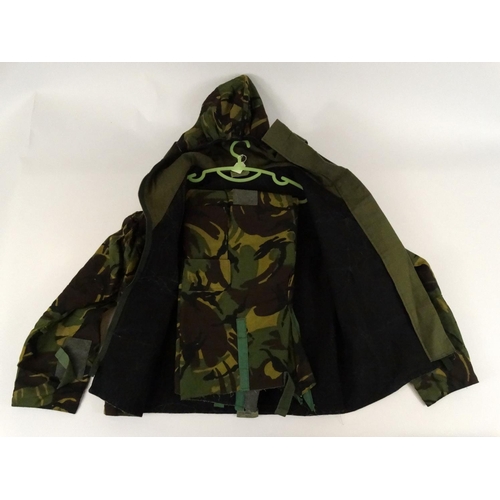 766 - Camouflage coat and trousers, waterproof vest and army style shirt