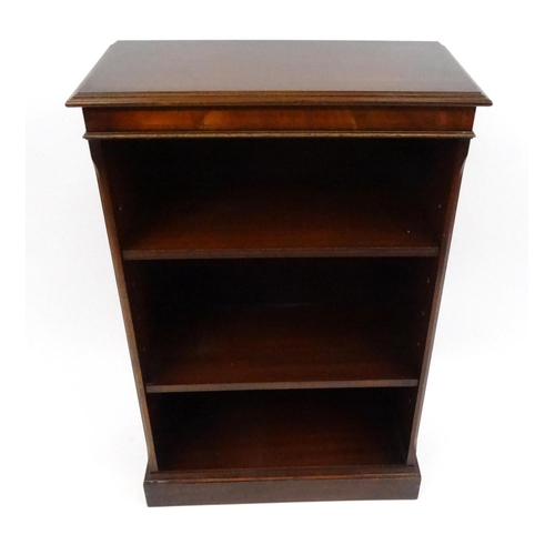 60 - Mahogany open bookcase fitted with two adjustable shelves, 92cm high x 60cm wide x 30cm deep