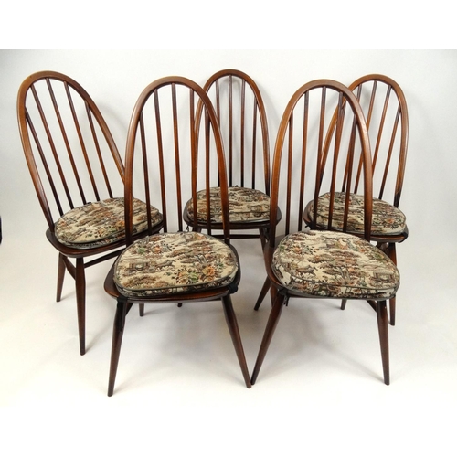 36 - Set of five Ercol stickback chairs