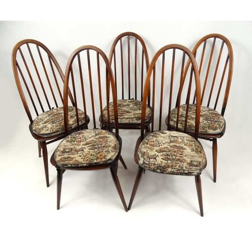 36 - Set of five Ercol stickback chairs