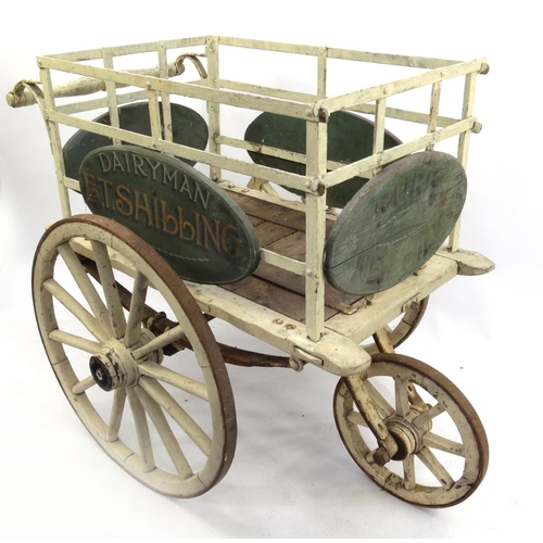 57 - Antique dairyman's wooden cart, 100cm high x 130cm wide x 90cm deep