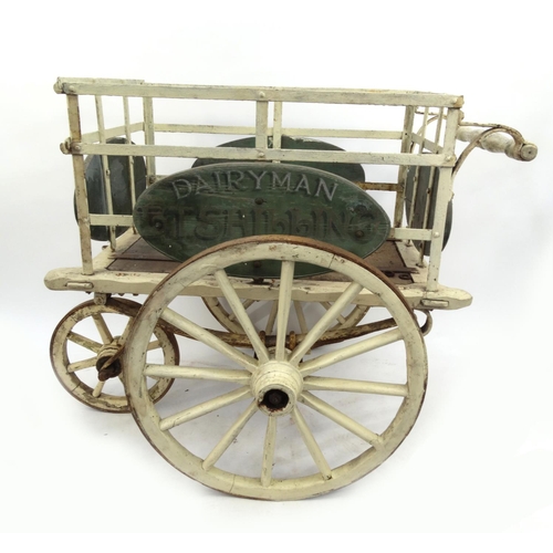 57 - Antique dairyman's wooden cart, 100cm high x 130cm wide x 90cm deep