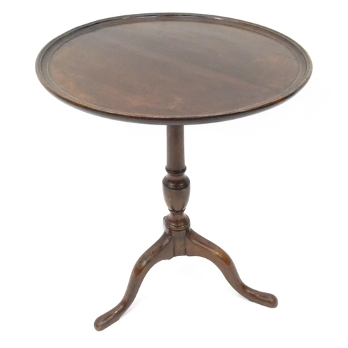 29 - Victorian circular snap top table with dish top, 68cm high x 51cm diameter