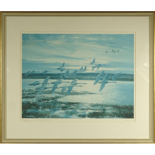 114 - Peter Scott - Pencil signed limited edition print titled 'Whooper Swans At Morning Flight', numbered... 
