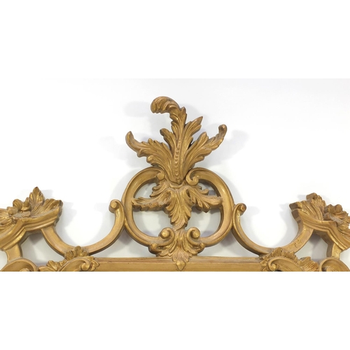6 - Gilt framed Chippendale design overmantel mirror decorated with acanthus and sea scrolls, 102cm high