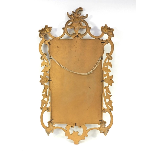 6 - Gilt framed Chippendale design overmantel mirror decorated with acanthus and sea scrolls, 102cm high