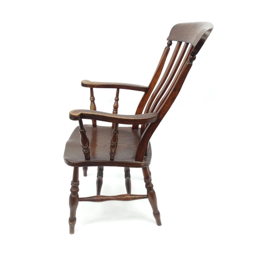 45 - Oak slatback elbow chair