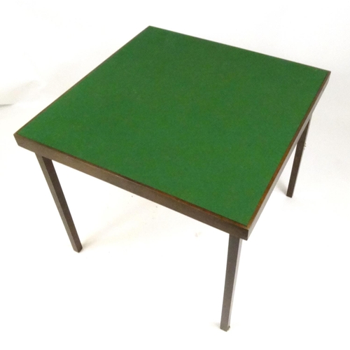 118 - Square folding card table with green baize top, 76cm square