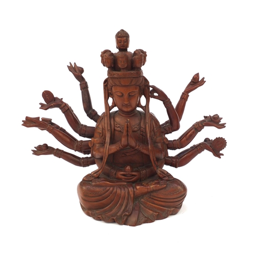 654 - Oriental Chinese Tibetan wooden Buddha, with detachable arms, 24cm high