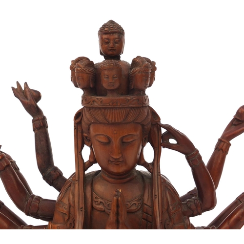 654 - Oriental Chinese Tibetan wooden Buddha, with detachable arms, 24cm high