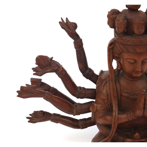 654 - Oriental Chinese Tibetan wooden Buddha, with detachable arms, 24cm high