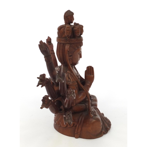 654 - Oriental Chinese Tibetan wooden Buddha, with detachable arms, 24cm high