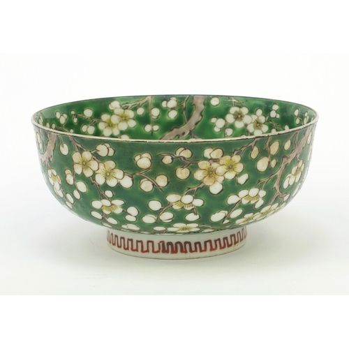574 - Oriental Chinese porcelain bowl decorated with flowers, character mark to base, 15cm diameter