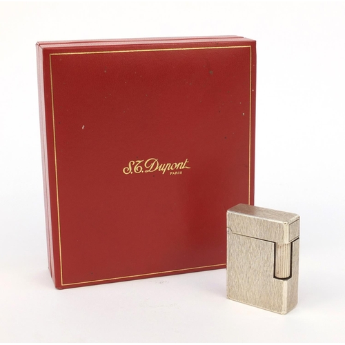 121 - Boxed silver plated Dupont lighter, 5cm x 3.5cm