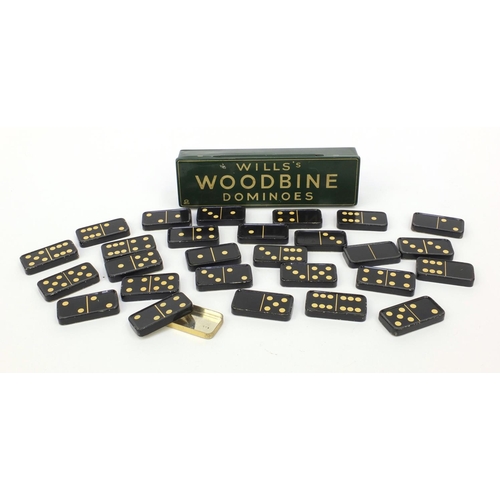 172 - Wills Woodbine advertising tinplate domino set, 18cm long