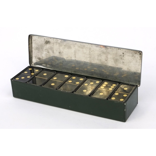 172 - Wills Woodbine advertising tinplate domino set, 18cm long