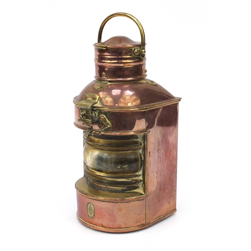 187 - Brass and copper ship's lantern, 30cm high