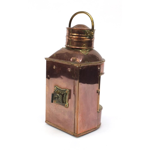 187 - Brass and copper ship's lantern, 30cm high