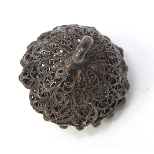 96 - Seven pierced silver filigree buttons, each 3cm diameter