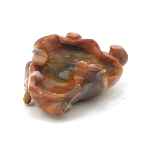 641 - Oriental Chinese hardstone agate lotus leaf shaped brush washer, 10cm wide