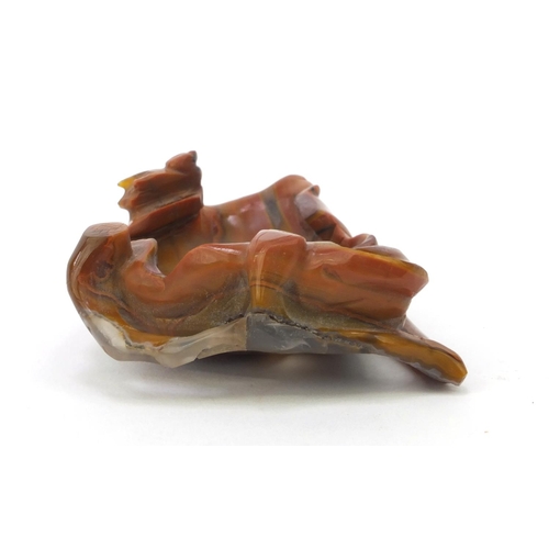 641 - Oriental Chinese hardstone agate lotus leaf shaped brush washer, 10cm wide