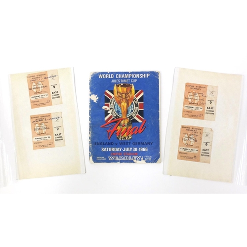 203 - Four 1966 Football World Cup tickets including the semi-final and quarter-final, together with 1966 ... 
