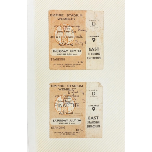 203 - Four 1966 Football World Cup tickets including the semi-final and quarter-final, together with 1966 ... 