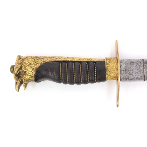 61 - Fascist Youth Leader's dagger, with wooden grip and gilt mounts, 28cm long