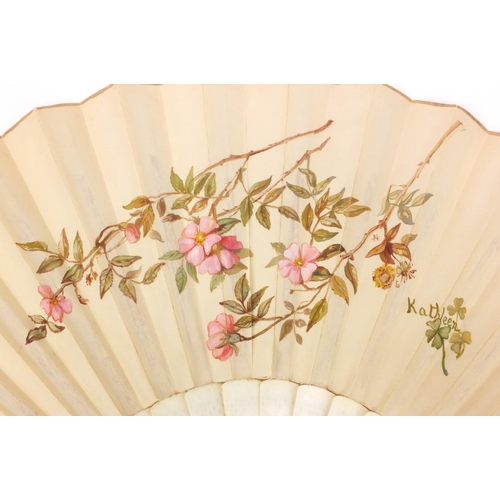 103 - Lady's silk fan decorated with hand painted lovers' scene housed in a J. Duvelleroy London, 167 Rege... 