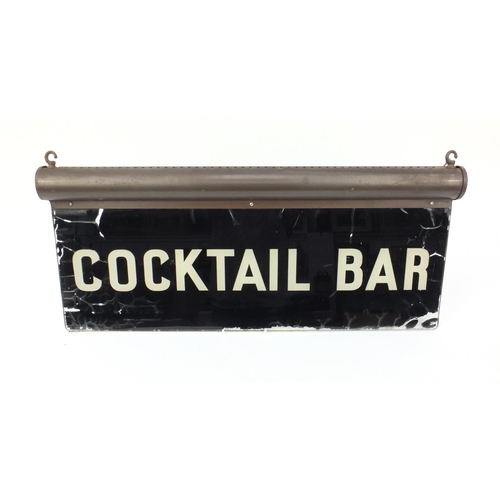 176 - Advertising interest hanging illuminating glass cocktail bar sign, 69cm wide