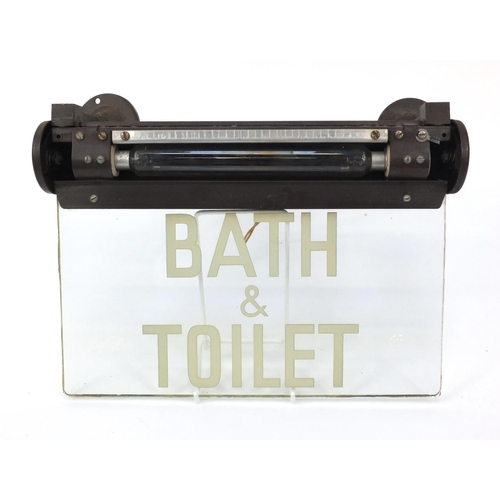 179 - Advertising interest wall mounted illuminating bath and toilet glass sign, 30cm wide