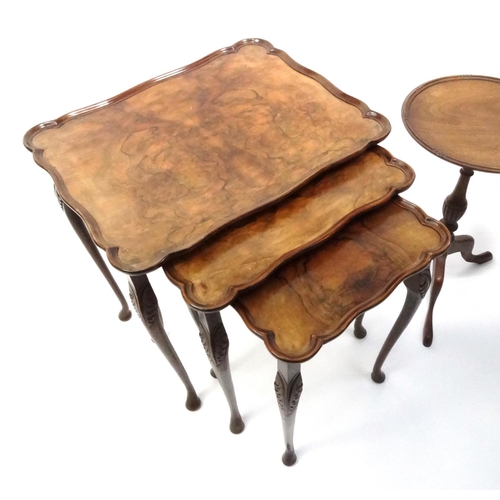 59 - Two nests of three occasional tables and a tripod wine table