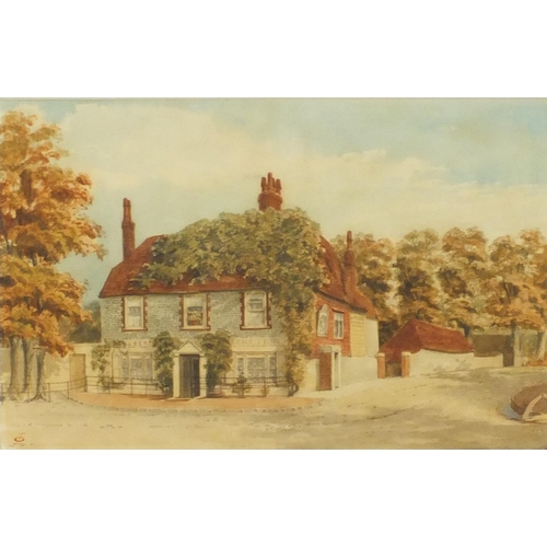 1300 - J Owen - The Albert Arms Inn, Eastbourne - Watercolour, mounted and framed, 25cm x 16cm excluding th... 