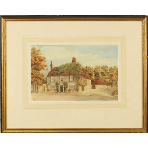 1300 - J Owen - The Albert Arms Inn, Eastbourne - Watercolour, mounted and framed, 25cm x 16cm excluding th... 