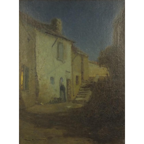 1293 - Tom Robertson - Silvery Night - Oil onto canvas, mounted in a gilt frame, 60cm x 44cm excluding the ... 