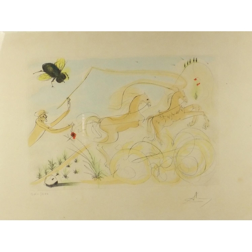 1291 - Limited edition pencil signed Salvador Dali Surrealist print of two horses, framed, 80cm x 60cm excl... 