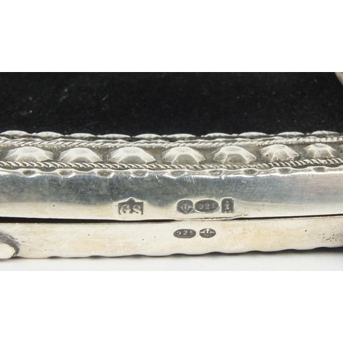 106 - 925 grade silver mounted lady's velvet clutch bag, marked 'GS 925', 19cm high