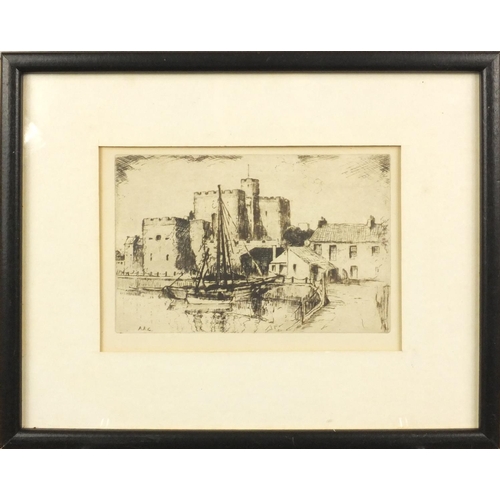 1302 - Group of eight Arthur Gibson etchings and woodblock prints - Sweetheart Abbie, Harbour at Douglas Is... 