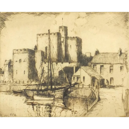 1302 - Group of eight Arthur Gibson etchings and woodblock prints - Sweetheart Abbie, Harbour at Douglas Is... 