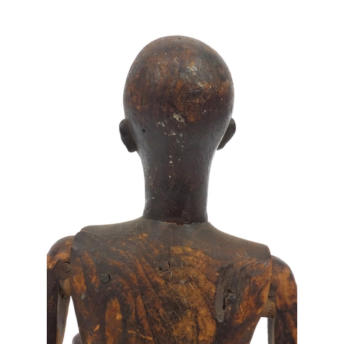 31 - Victorian wooden articulate artist's lay figure mannequin, 52cm high