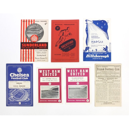 205 - Assorted football programmes including Chelsea, West Ham, Fulham, etc from the 1940s to 1950s