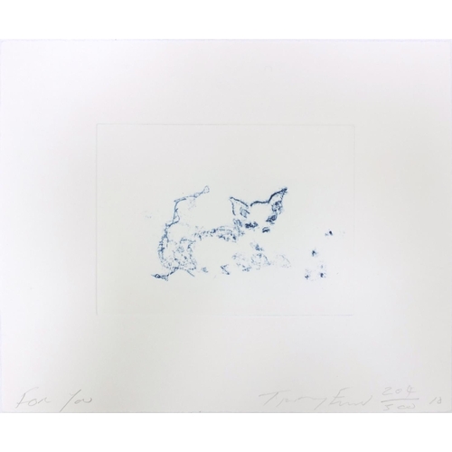 1287 - Tracey Emin limited edition etching of a cat, Tracey Emin No. 204/300, pencil signature 'For You',  ... 