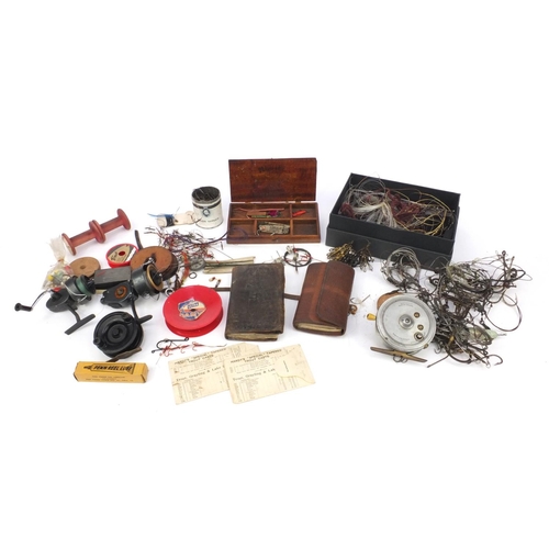 208 - Group of vintage fishing accessories including Hardy Bros, Alnwick, 4inch reel pat. no. 2206, Hardy ... 