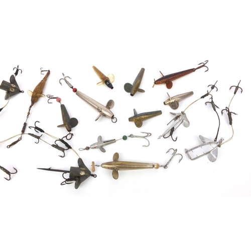 209 - Small group of fishing lures and spinners including Hardy Alnwick and Jeffery of Plymouth examples, ... 