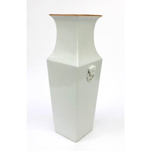 559 - Oriental Chinese porcelain celadon glazed stoneware vase with animalia handles, 58cm high